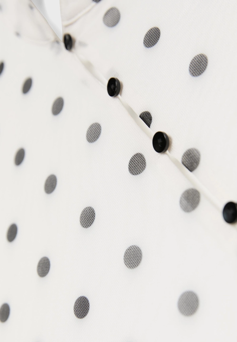 Короткое платье-ципао в горошек