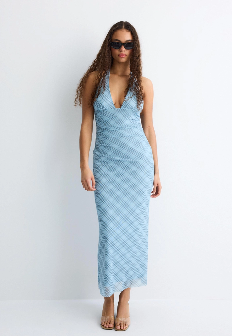 Платье миди халтер с открытой спиной