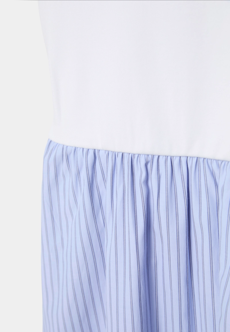 Платье миди из двух видов ткани на бретелях