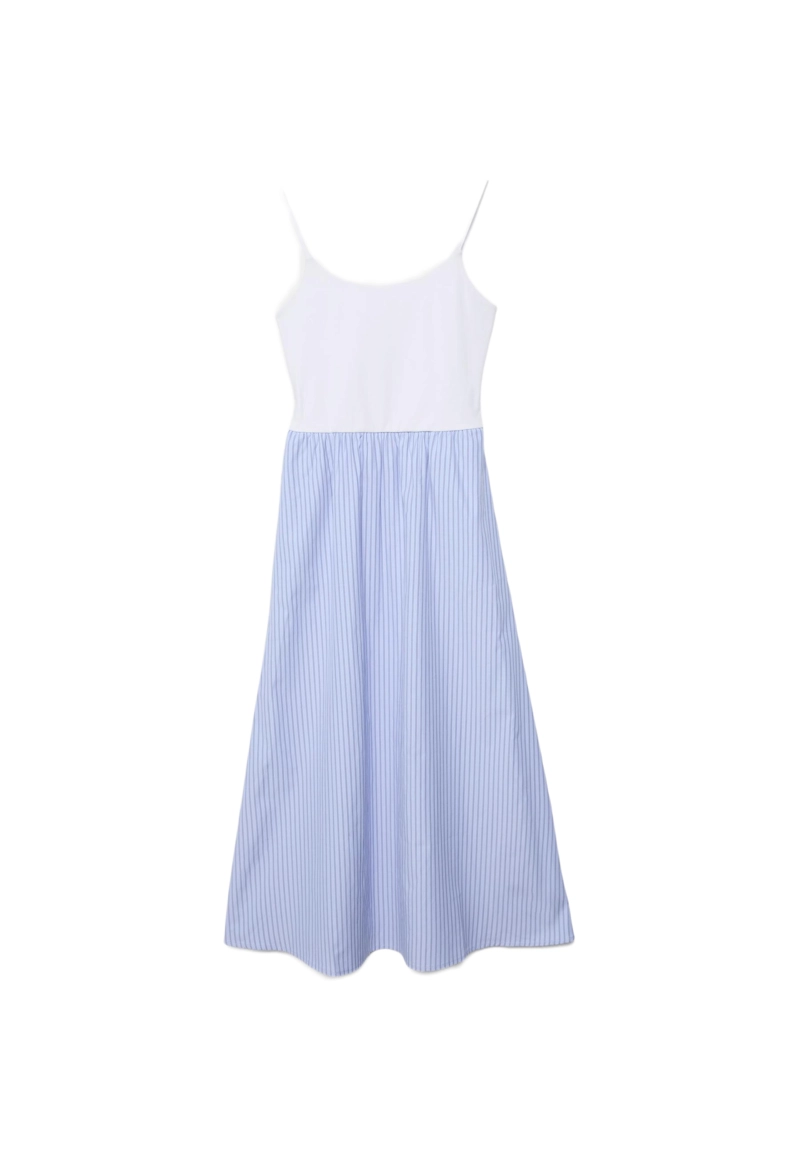 Платье миди из двух видов ткани на бретелях