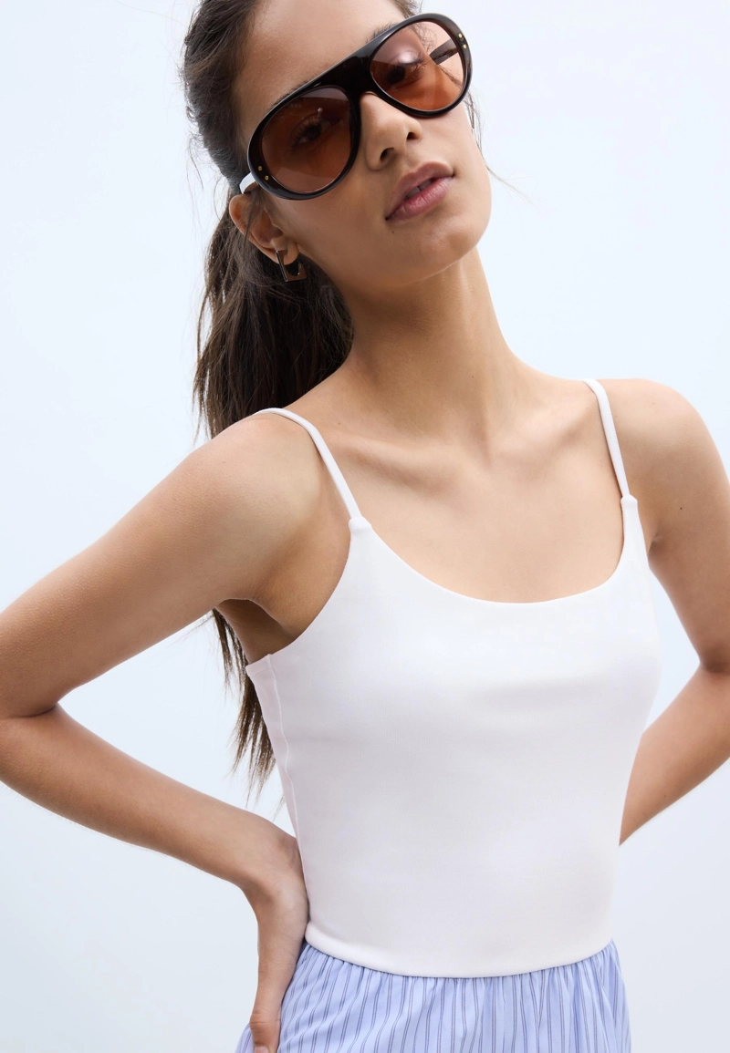 Платье миди из двух видов ткани на бретелях