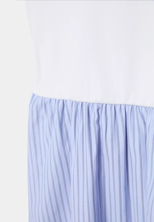 Платье миди из двух видов ткани на бретелях- Заказать в России