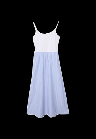 Платье миди из двух видов ткани на бретелях- Заказать в России