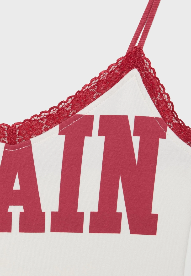 Топ на бретелях с кружевным принтом