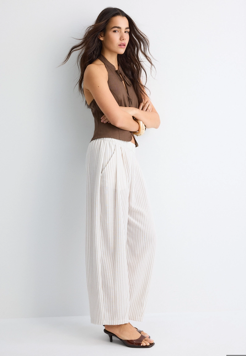 Струящиеся брюки barrel в полоску