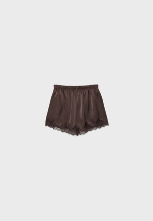 Атласные шорты с кружевом- Заказать в России