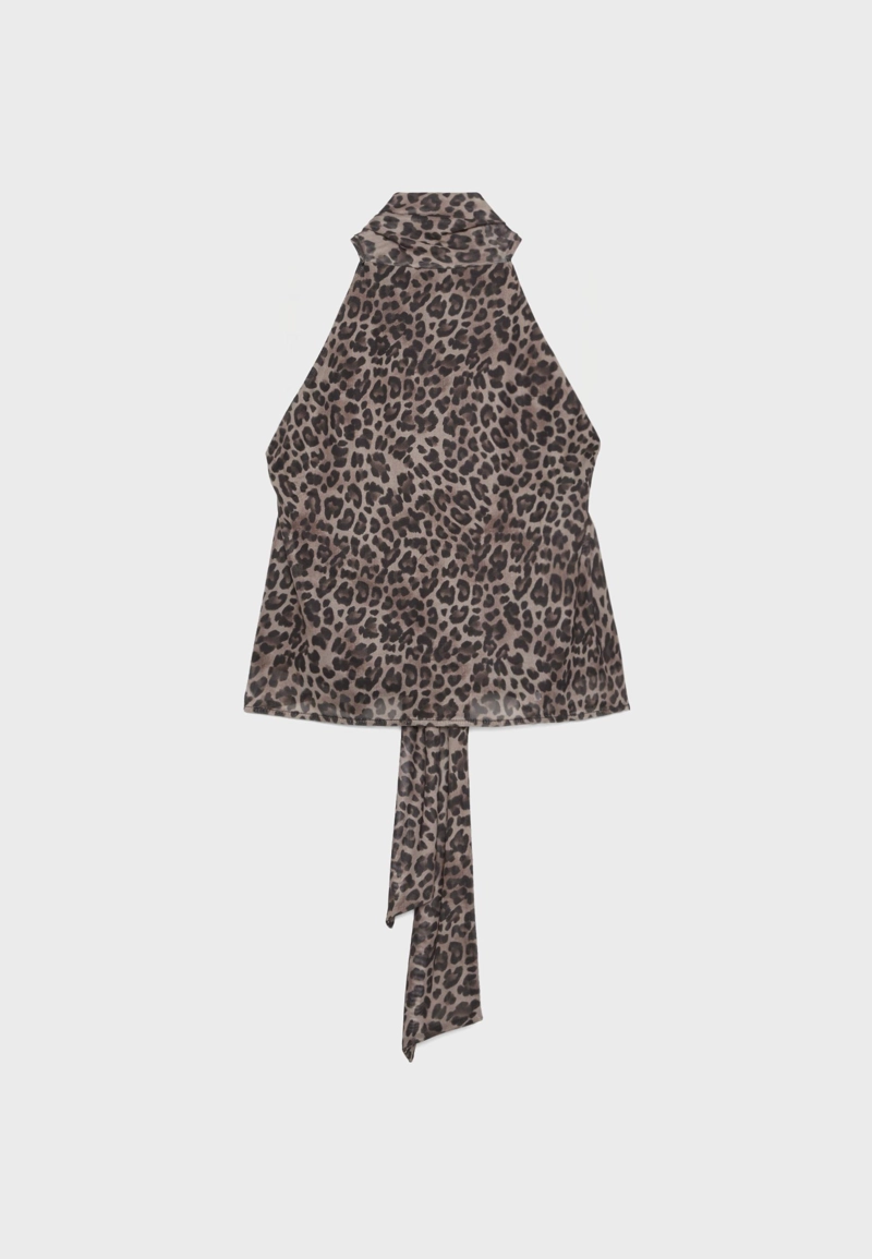 Топ с цветочным принтом и бабочкой-галстуком из тюля