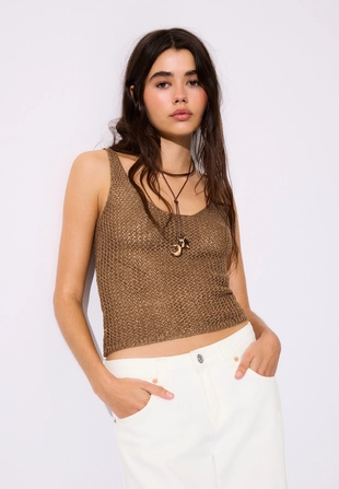 Трикотажный топ с блестящей нитью- Заказать в России