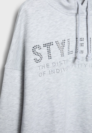 Толстовка с капюшоном и блестящей отделкой- Заказать в России