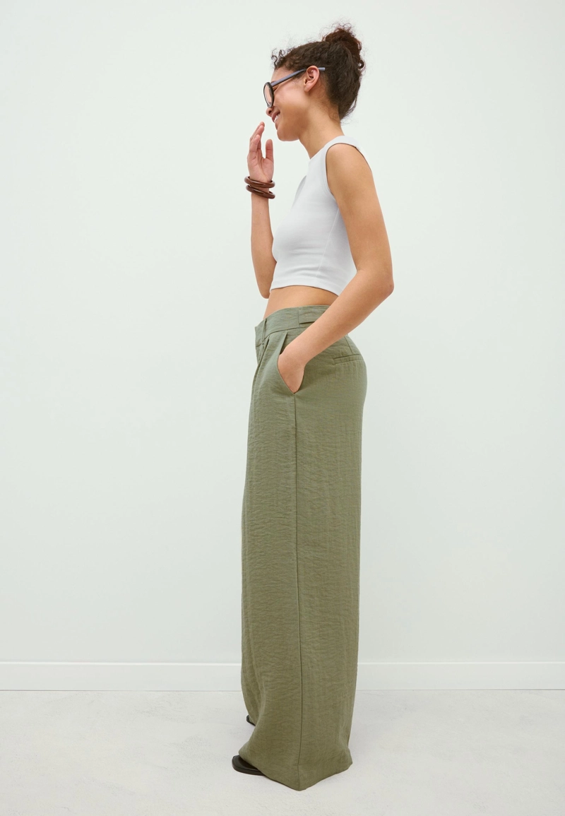 Широкие брюки рустик с регулируемыми пуговицами