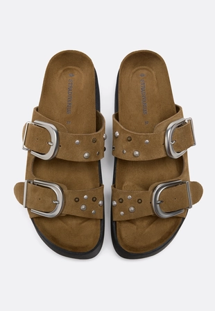 Кожаные сандалии на платформе с пряжками- Заказать в России