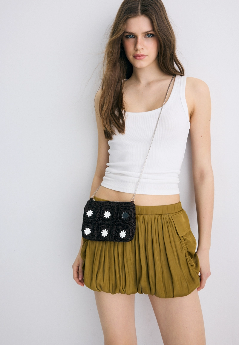 Мини-сумка через плечо крючком с зеркалами