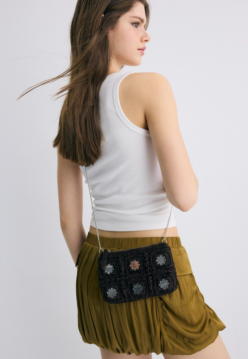 Мини-сумка через плечо крючком с зеркалами