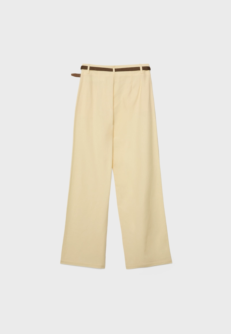 Прямые брюки под лен с ремнем