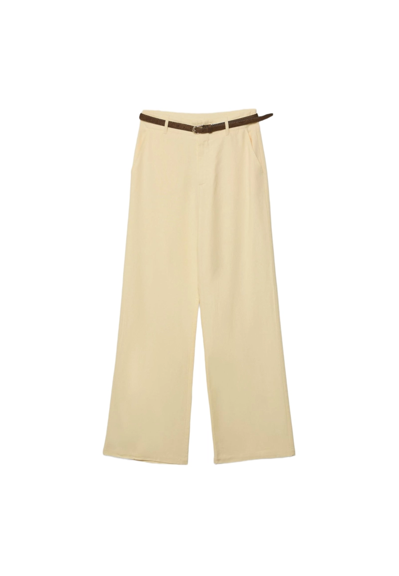 Прямые брюки под лен с ремнем