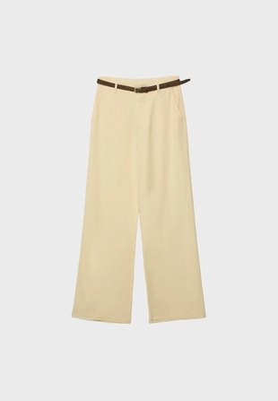 Прямые брюки под лен с ремнем- Заказать в России