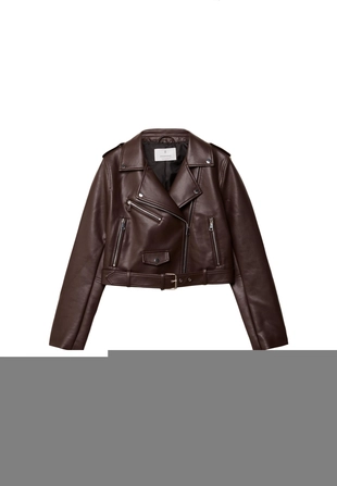 Куртка-косуха с поясом из искусственной кожи- Заказать в России