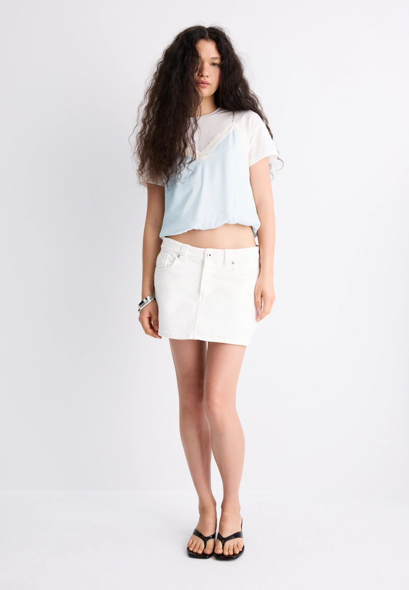 Футболка с двойным топом в бельевом стиле