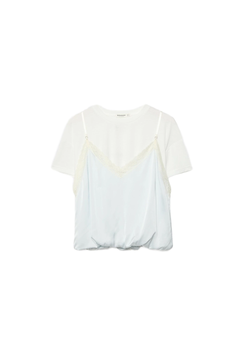 Футболка с двойным топом в бельевом стиле