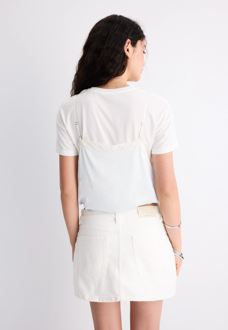 Футболка с двойным топом в бельевом стиле