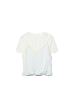 Футболка с двойным топом в бельевом стиле- Заказать в России