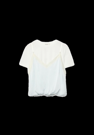 Футболка с двойным топом в бельевом стиле- Заказать в России