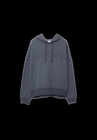 Толстовка с капюшоном, вышивкой и заклепками- Заказать в России