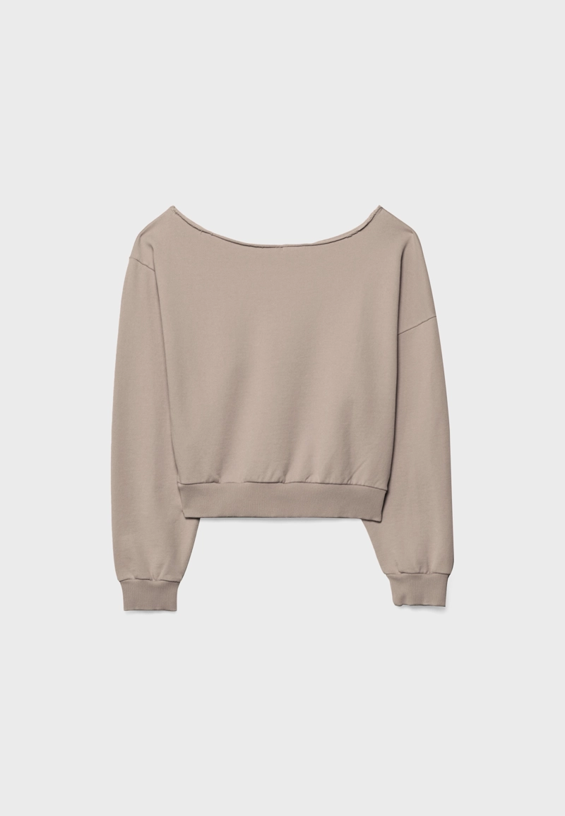 Укороченная толстовка с эффектом потертости