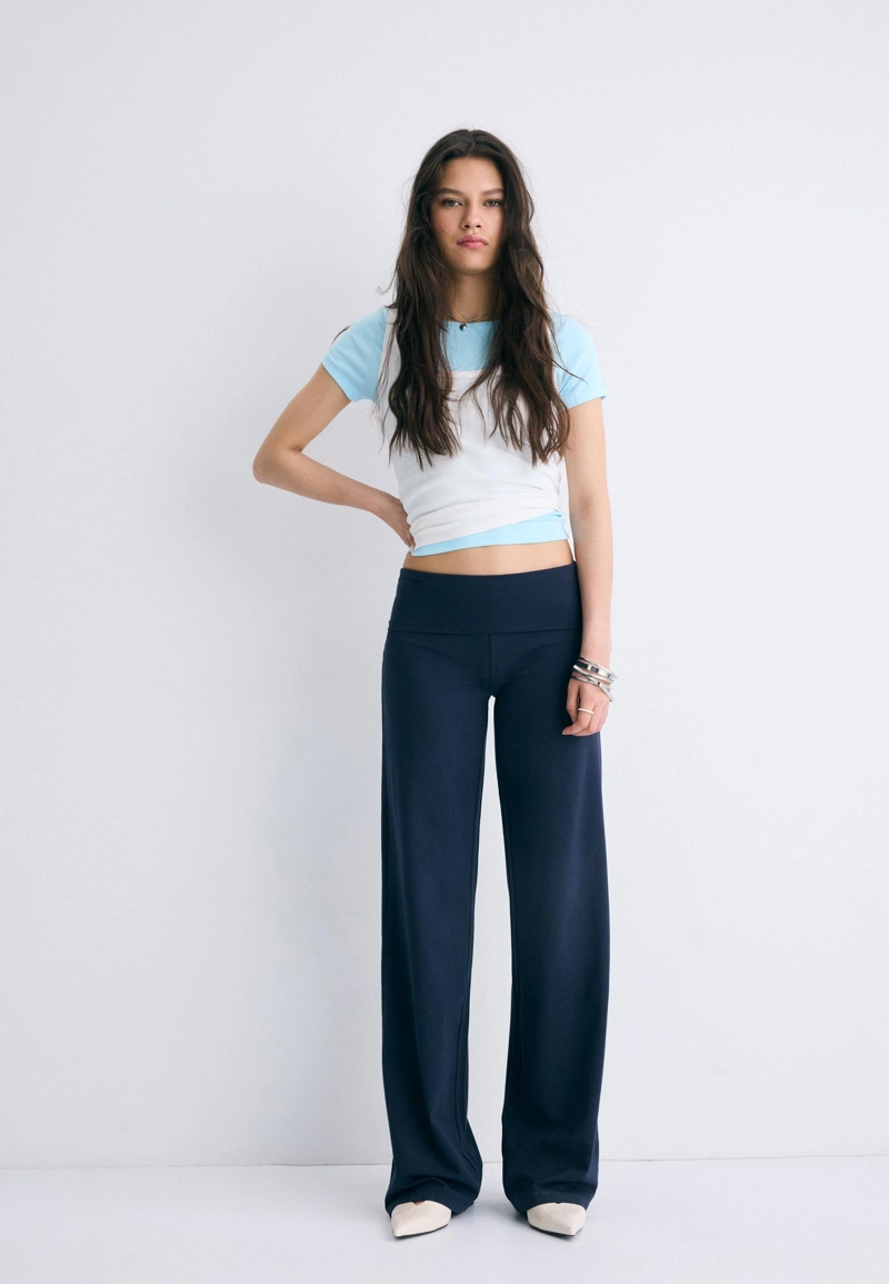 Леггинсы с отворотом на талии