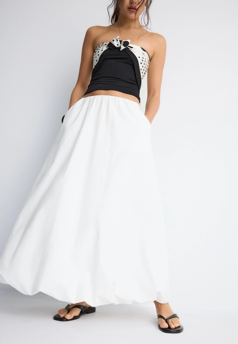 Юбка-баллон макси из поплина