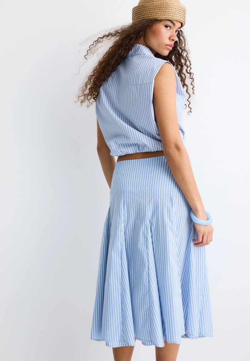 Юбка миди из поплина с асимметричным подолом