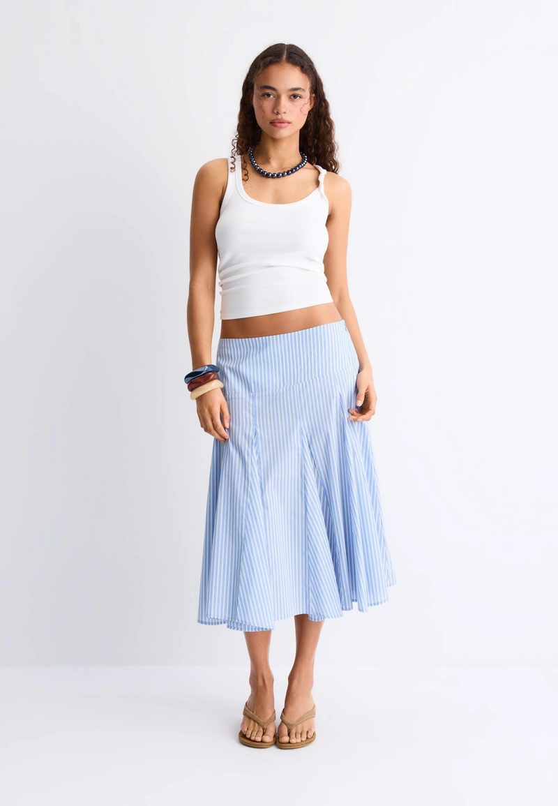 Юбка миди из поплина с асимметричным подолом