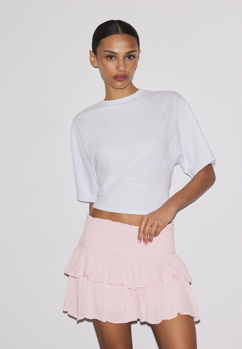 Мини-юбка-шорты с воланами