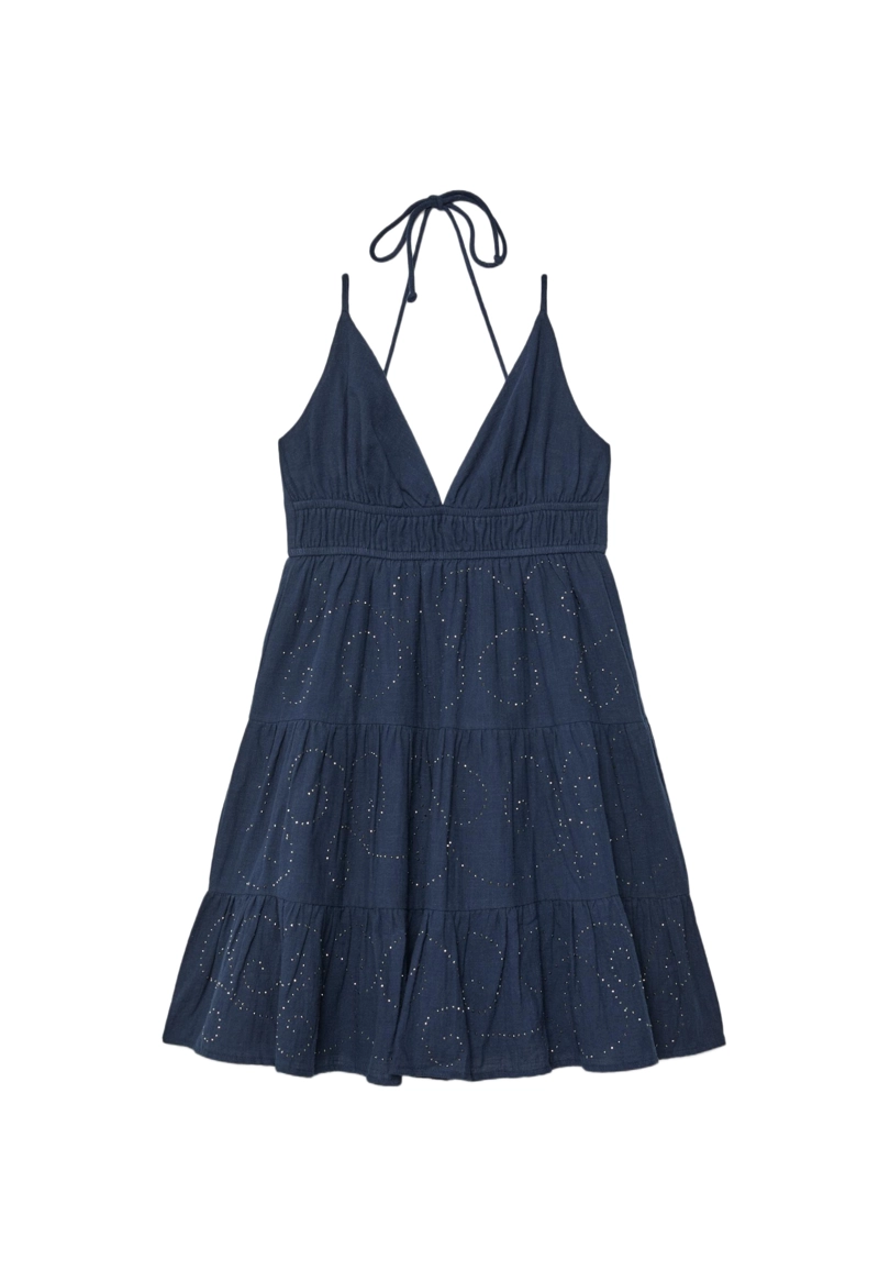 Короткое платье с блестящей отделкой на спине