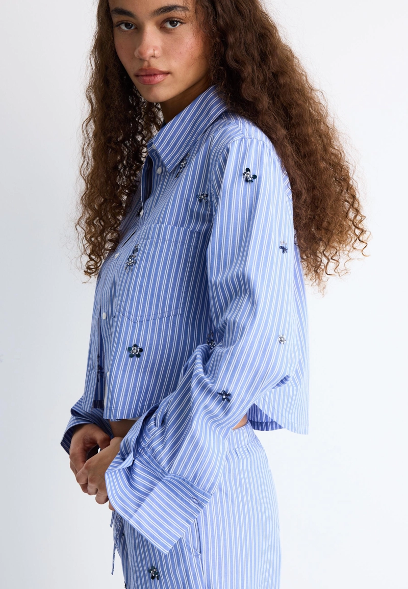 Укороченная рубашка с блестящей отделкой