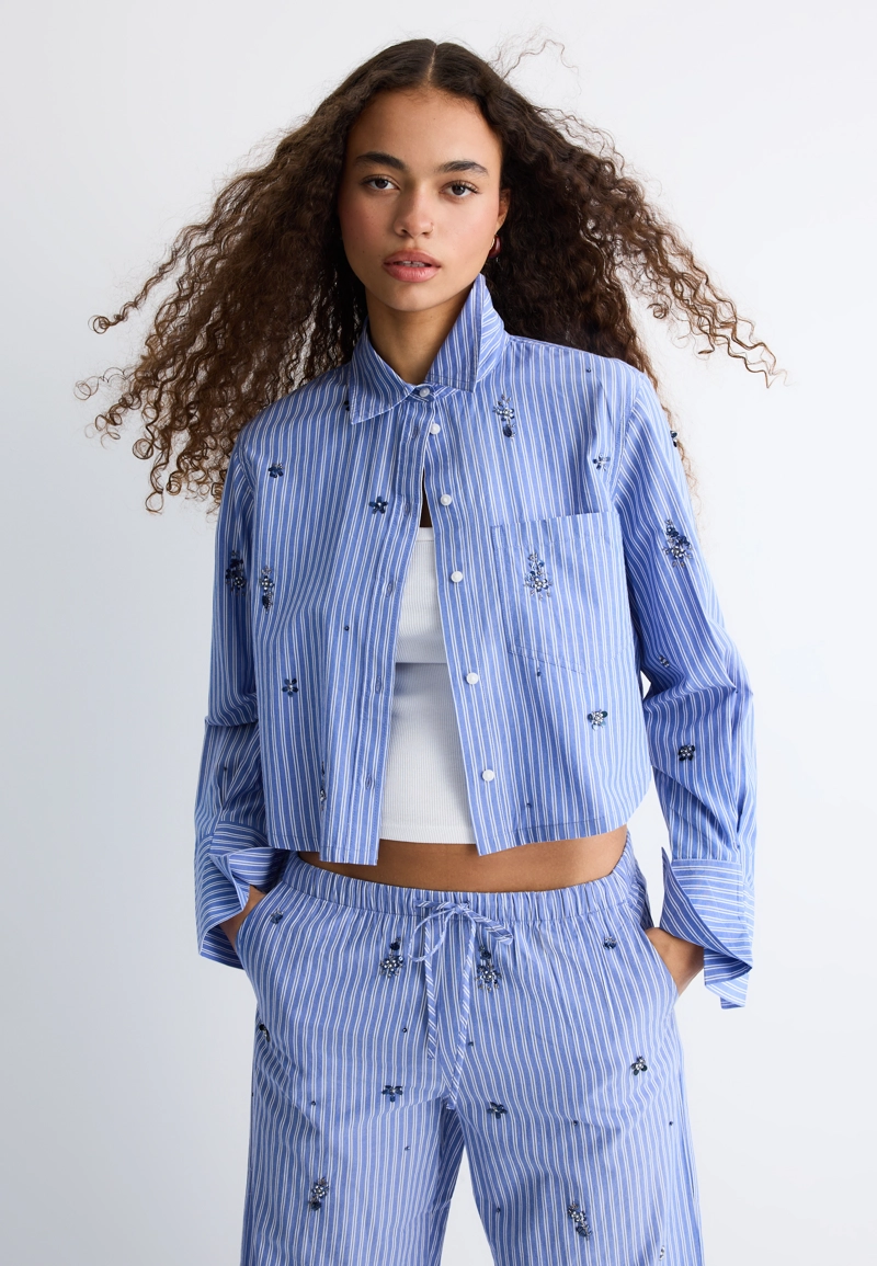 Укороченная рубашка с блестящей отделкой