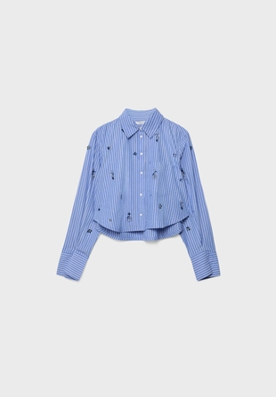 Укороченная рубашка с блестящей отделкой- Заказать в России