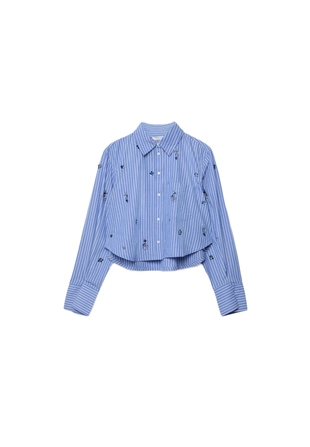 Укороченная рубашка с блестящей отделкой- Заказать в России