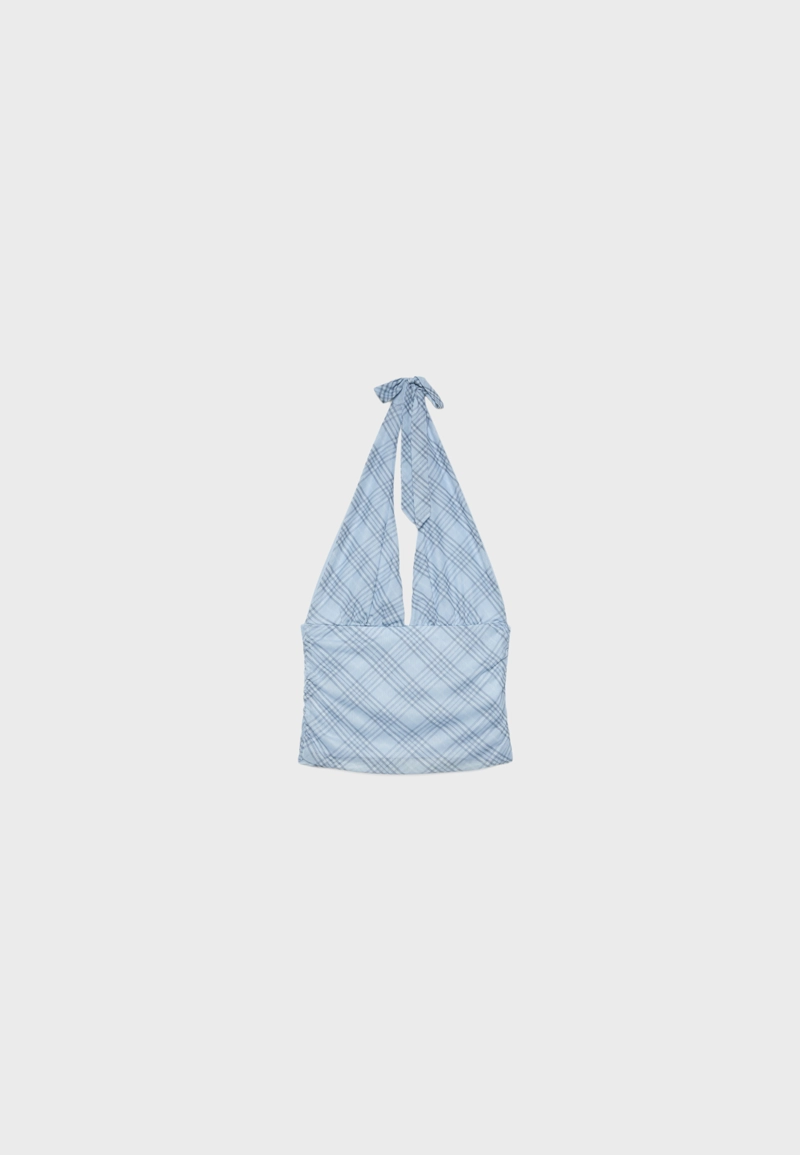 Топ с горловиной халтер, в горошек