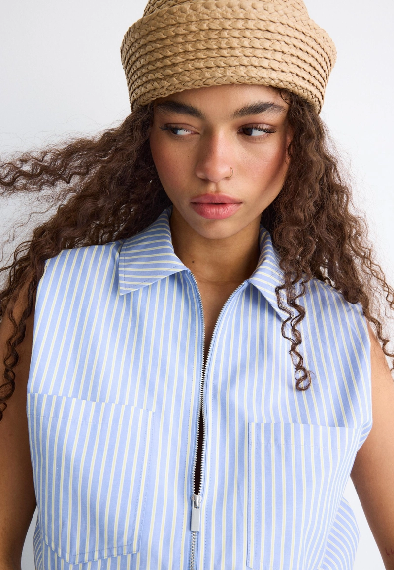 Рубашка без рукавов с молнией