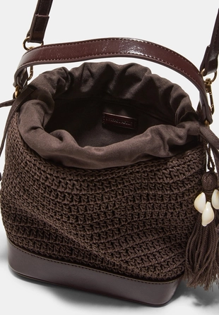 Комбинированная сумка-мешок из кроше- Заказать в России