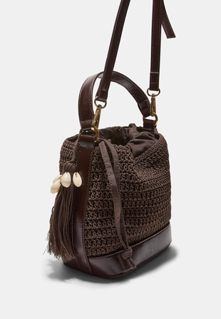 Комбинированная сумка-мешок из кроше- Заказать в России