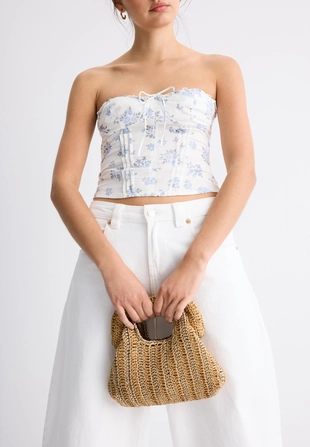 Сумка-мешок из рафии с металлическим блеском- Заказать в России