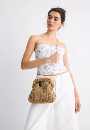 Сумка-мешок из рафии с металлическим блеском- Заказать в России