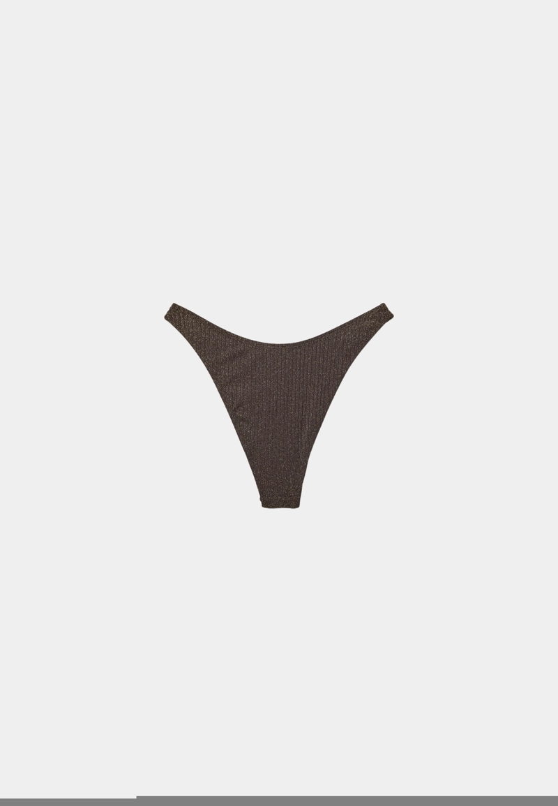 Плавки бикини трусы бразильяно в рубчик с блестящей нитью