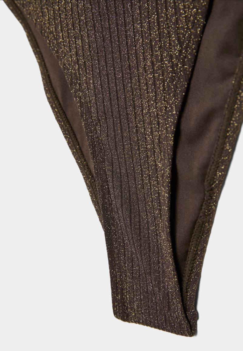 Плавки бикини трусы бразильяно в рубчик с блестящей нитью