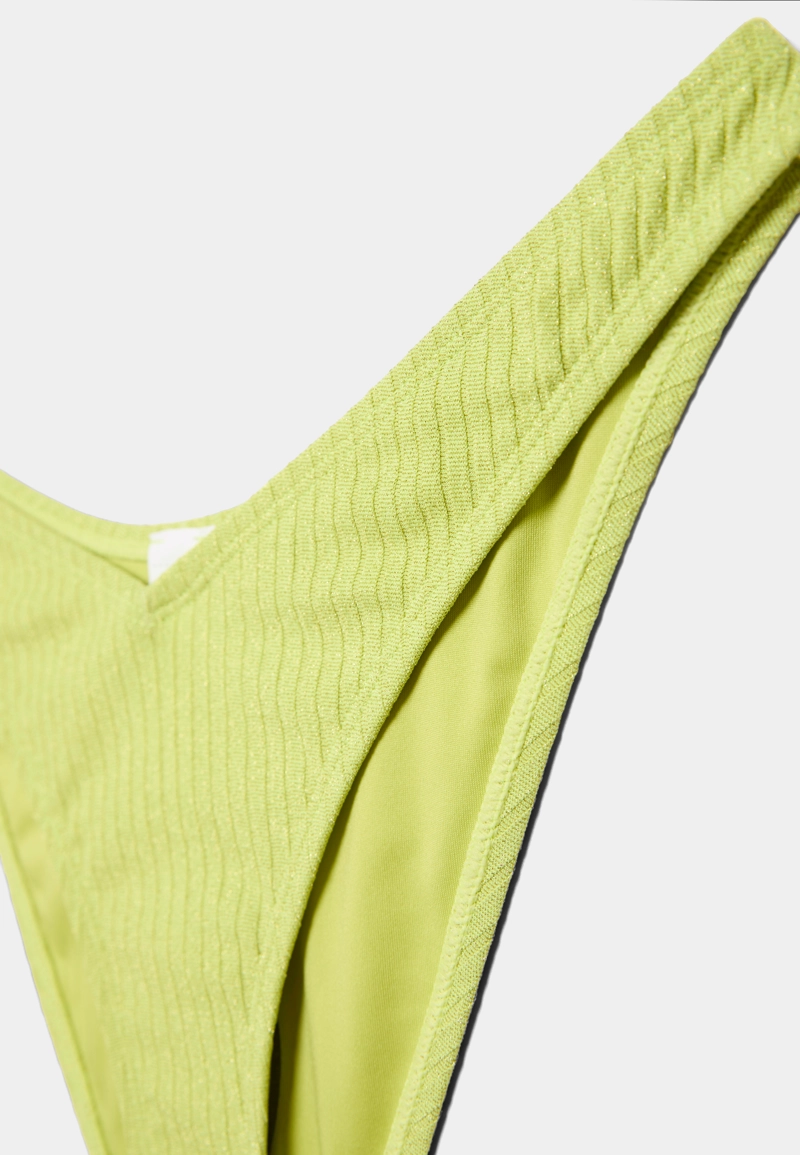 Плавки бикини трусы бразильяно в рубчик с блестящей нитью