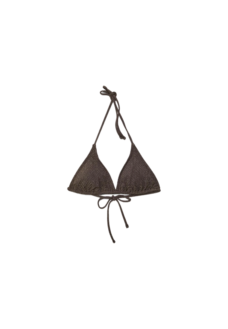 Бюстгальтер бикини треугольный в рубчик с блестящей нитью