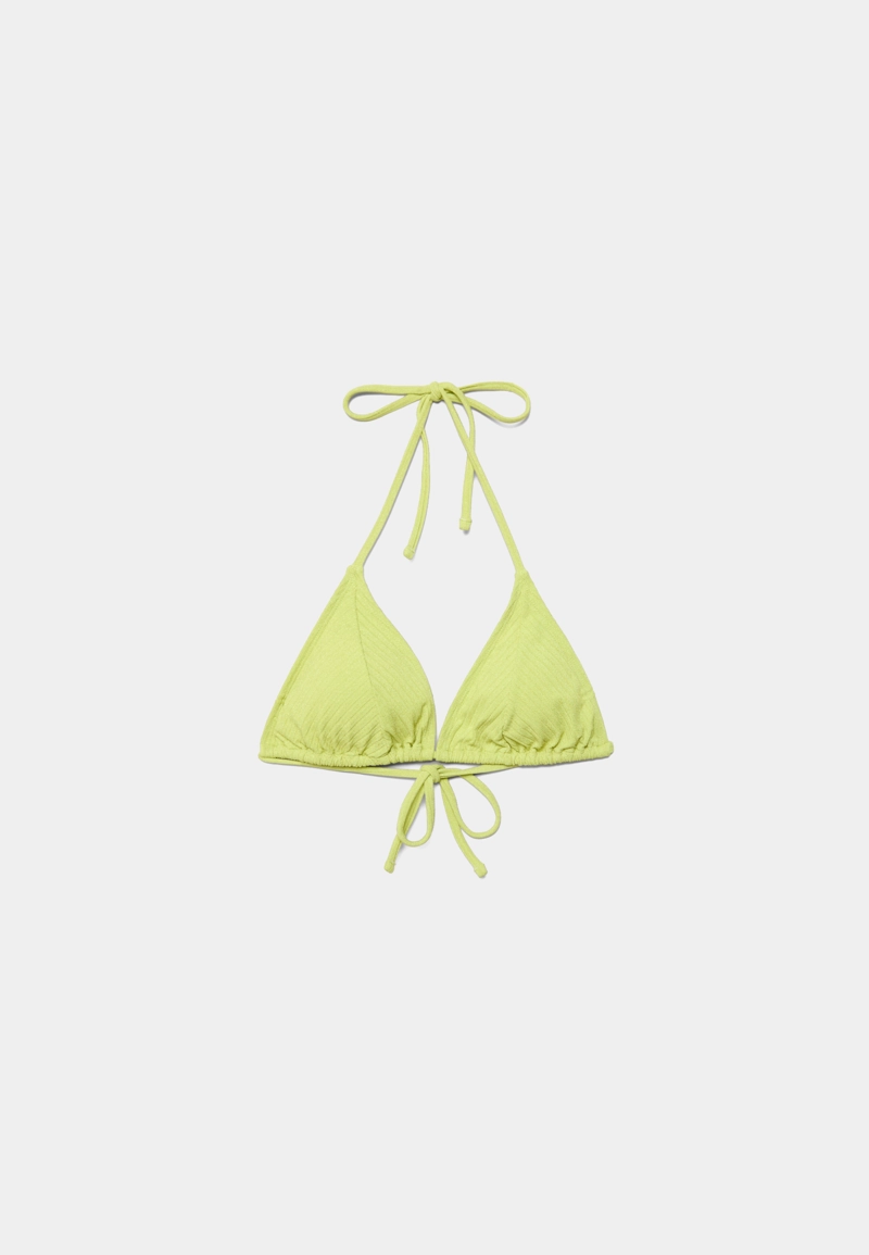 Бюстгальтер бикини треугольный в рубчик с блестящей нитью