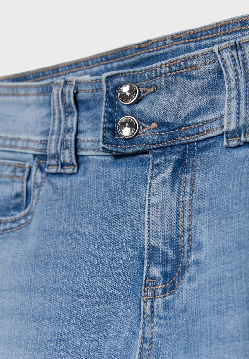 Вышитые джинсы-клеш medium light blue denim